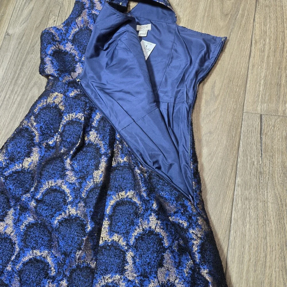 NWT J Crew Peacock Jacquard Fit and Flare Party Dress Size 9 - Picture 9 of 14